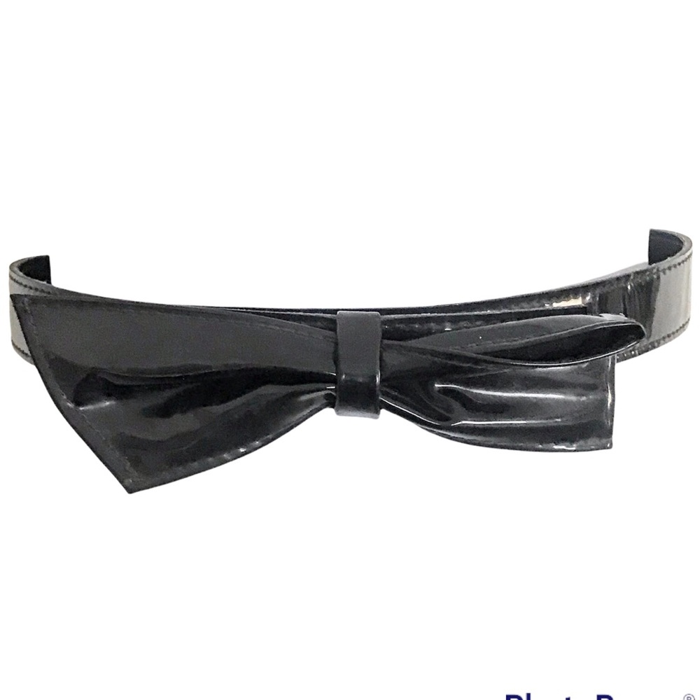 Bow Belt Black Cute Shiny Vinyl Statement Size 28 Accessories by Pearl